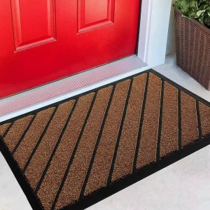 Large Outdoor Double-Striped Non-Slip Cushioned Washable Entry Mat for Hotel or Office