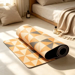 Laser Engraved Printed Cork Yoga Mat 3mm Non-Slip Fitness Pad for Aerobic Workout Factory Manufacturer