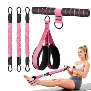Latex Detachable Foot Pedal Resistance Trainer with Handles and Foot Strap for Yoga Stretching and Exercise