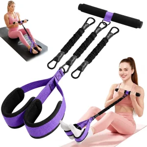 Latex Foot Pedal Resistance Bands, 3 Tubes with Handles