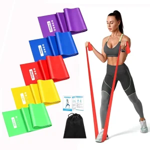 Latex-Free Elastic Stretch Resistance Bands for Fitness, Yoga, Pilates, Strength Training, and Physical Therapy
