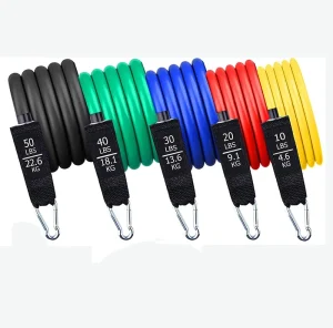 Latex Resistance Band Tube Set 11 Pieces with Foam Handles Exercise Workout Fitness Equipment Kit