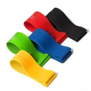 Latex Rubber Flat Exercise Resistance Band Set, 10/20/30/40/50 lb, 1 kg, 5 pcs