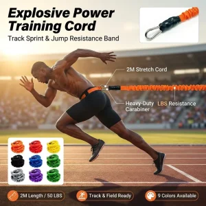 Latex Single Strap Resistance Band 2 Meter 50 Pound Bungee Pull Rope Track Field Running Strength Training Explosive Power