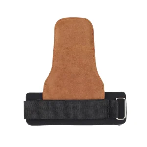 Leather Deadlift Power Straps and Weightlifting Gloves Double Layer Anti Slip Wrist and Palm