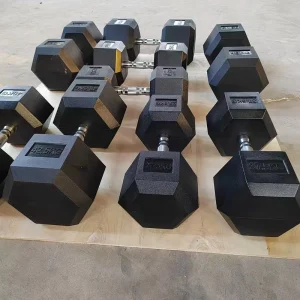 Lifting Push up Stand Fitness Equipment 60kg Weights Black Fitness Training Rubber Hex Dumbbell