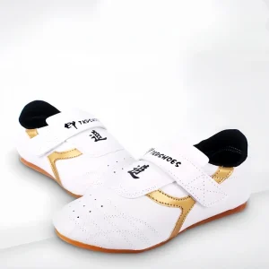 Lightweight Eco-Friendly Anti-Slip Leather and Cotton Canvas Taekwondo Training Shoes with Laces, Unisex
