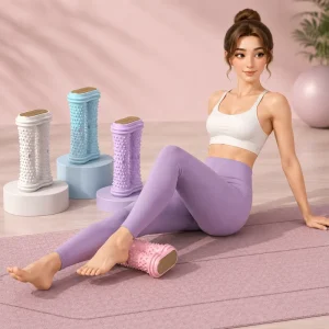 Lightweight Ergonomic Dual-Row Spiky Acupressure Foam Massager Roller for Reflexology and Magnetic Therapy