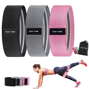 Logo 3 Levels Stretch Yoga Sports Exercise Band Fabric Long Resistance Bands and Booty Bands for Pull Ups