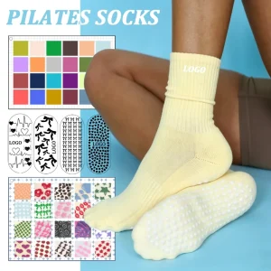 Logo Ballet Cushion Grip Socks Embroidery Yoga Pilates Socks Athletic Ladies Cute Custom Socks