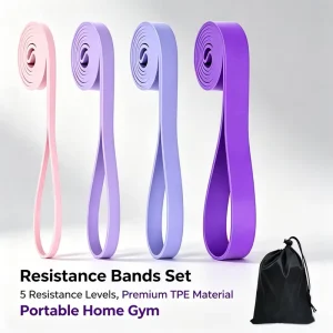 Long Resistance Bands Set with Pull-Up Assist, Yoga Exercise, Strength Training, and Storage Bag