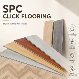 Loose Lay SPC Flooring 5mm Click Lock Installation Waterproof Fire-Retardant Wear Resistant Moisture-Resistant Luxury Commercial