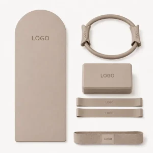 Low MOQ Private Label Yoga Accessories Set With Double Rounded Yoga Mat Pilates Ring Block And Bands
