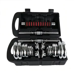 Luxury Chromed Steel Dumbbell Set 20kg 30kg 50kg Adjustable Shiny Weight Set with Carrying Case for Home Fitness