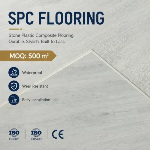 Luxury Vinyl Flooring High Gloss Wood Grain Anti Skid 8mm 10mm 12mm Spc Flooring Commercial