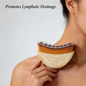 Lymphatic Drainage Contouring Brush with White Wood-Grain Finish