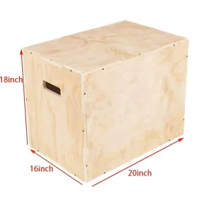 M-Size 3-in-1 Wood Plyo Box, 16, 18, 20 in, for Jump Training