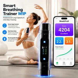 M1P Smart Breathing Trainer with 1000-20000ML Lung Capacity Monitor, Bidirectional Lung Function Detection, Wireless App Sync