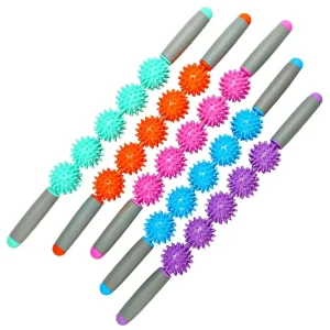 M3 5-Ball Muscle Massage Roller Yoga Stick Body Recovery Massage Relaxation Tool Spiky Pressure Point Deep Tissue Massage Stick
