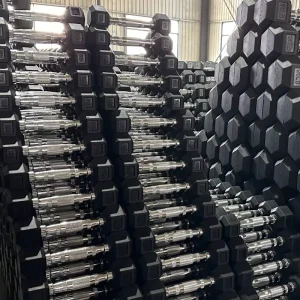 MDBuddy Black Rubber Hex Custom Dumbbell Hexagonal Dumbbells Hex Rubber Dumbbell Set