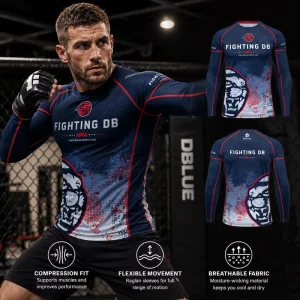 MMA Jiu Jitsu Rashguard and Fight Shorts Set, Sublimation, Gym Training, Boxing, Custom Design, Four-Way Stretch, OEM