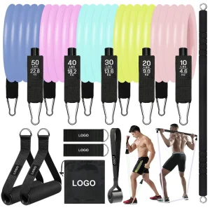Macaron Color Latex Elastic Resistance Band Tube Set for Home Gym Full Body Strength Training