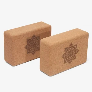 Mandala Engraved Cork Yoga Block Non Slip High Density for Pilates