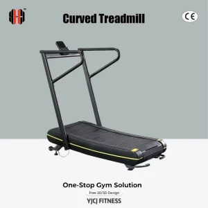 Manual Mechanical Curved Treadmill Steel Dual Long Handrails Compact Display Arched Running Deck Stable Base Commercial Fitness