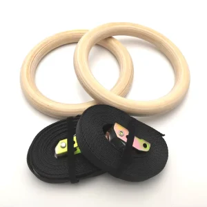 Manufacture Gym Recycled 32mm Wooden Hanging Gymnastic Rings