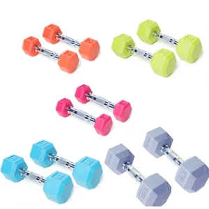 Manufacturer Color Rubber Hex Dumbbell Weights with Logo
