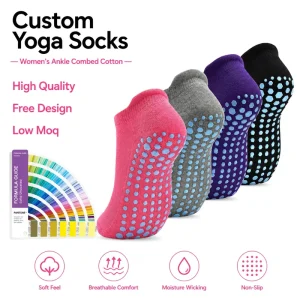 Manufacturer Cotton Ankle Yoga Socks with Anti-Slip Grip for Women