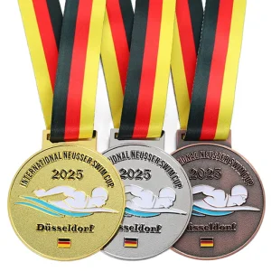 Manufacturer Custom Zinc Alloy Swimming Sports Medals with Ribbon for Youth Teams, Competitions, Clubs and Gifts