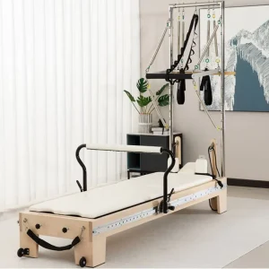 Manufacturer Supply Commercial Studio Foldable Maple Wood Adjustable Resistance Pilates Reformer
