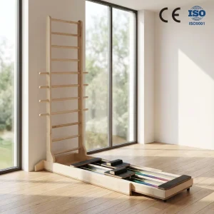 Maple Wood Dual-Track Pilates Core Trainer with Swedish Ladder Stretching Station