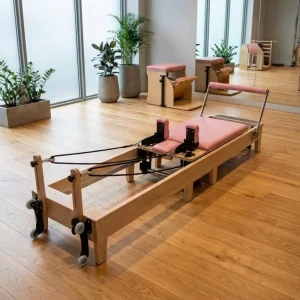 Maple Wood Foldable Space-Saving Pilates Reformer for Commercial Use