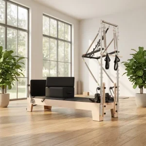 Maple Wood Pilates Reformer MJD W23A Half Tower Adjustable Portable for Strength Training
