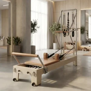 Maple Wood Pilates Reformer with Steel Half Tower