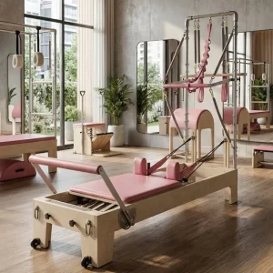Maple Wood Pilates Reformer with Tower Steel Tower 3mm CE ISO