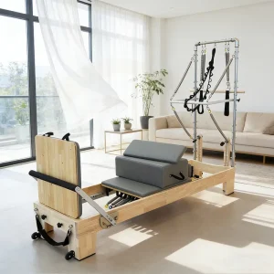 Maple Wood Pilates Reformer with Tower and Solid Wood Frame for Professional Studio and Home Gym