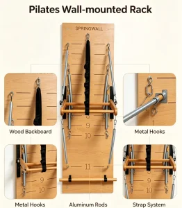 Maple Wood Wall Pilates Rack for Home and Gym Workout