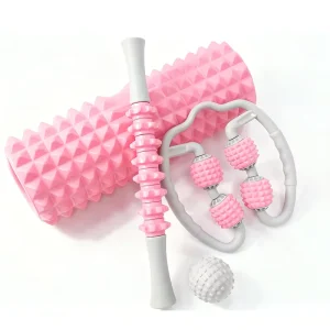 Massage and Yoga Exercise Set with Deep Tissue Massage Stick, Hoop, Resistance Band and Foam Rollers