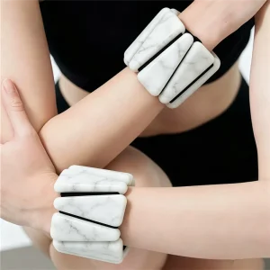Medical-Grade Silicone Marbling Weighted Wrist Bands and Adjustable Ankle Weights for Pilates Yoga Fitness