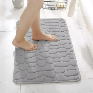 Memory Foam Coral Velvet Bath Mat Non-Slip Rapid Water Absorption Machine-Washable Bathroom Mat