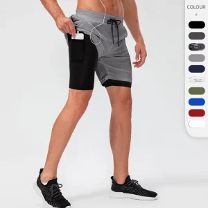 Men’s 2-in-1 Compression Running Shorts with Pockets