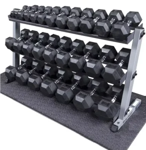 Men’s Black Rubber Hex Dumbbell Set for Arm Workout, Gym Fitness and Weightlifting