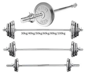 Men’s Cast Iron Barbell Dumbbell Set, Electroplated, Dual-Use, Heavy-Duty, Home Fitness