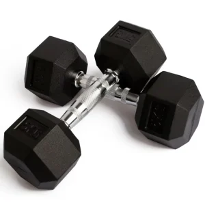 Men’s Commercial Rubber Hex Fixed Dumbbell, 50KG, Home Gym Arm Training