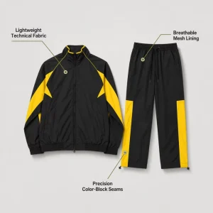 Men’s Custom Nylon Colorblock 2-Piece Full-Zip Stand-Collar Tracksuit, Lightweight Breathable Mesh