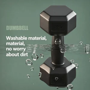 Men’s Rubber-Covered Steel Hexagonal Dumbbell, 3kg, Black