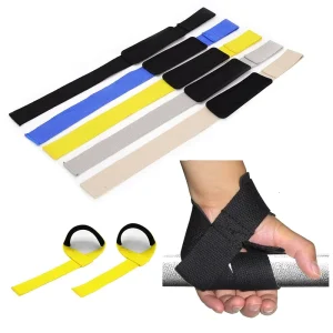 Men’s and Women’s Polyester Cotton Padded Lifting Straps with Wrist Wraps and Hand Grips for Weightlifting